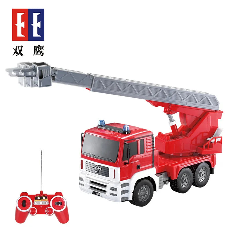 Remote Control Double E517 Fire Truck Toy with Retractable Ladder - ToylandEU