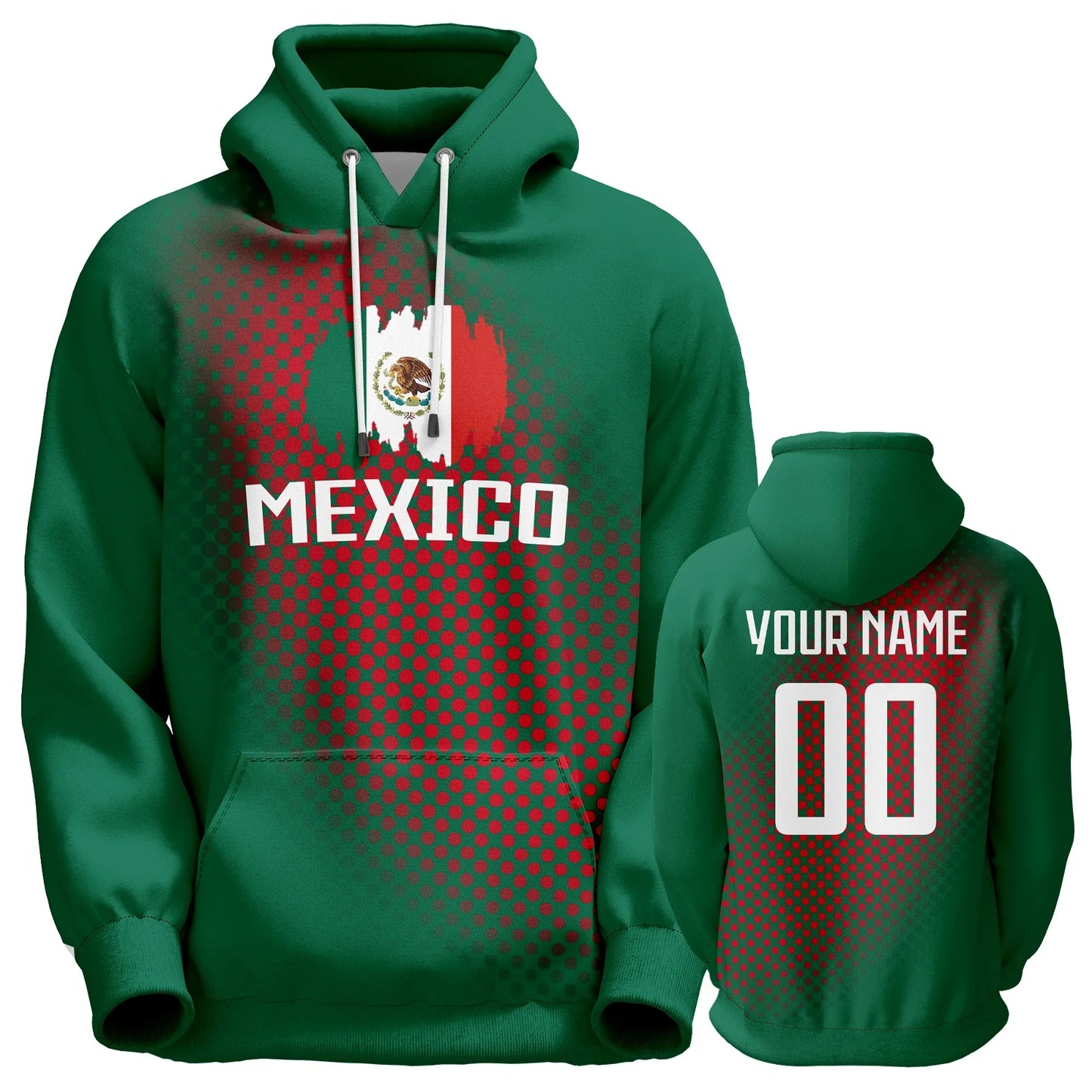 Personalized 3D Printed Mexico Soccer Hoodie with Custom Name and Number - Unique Football Sweatshirt Gift for Sports Fans