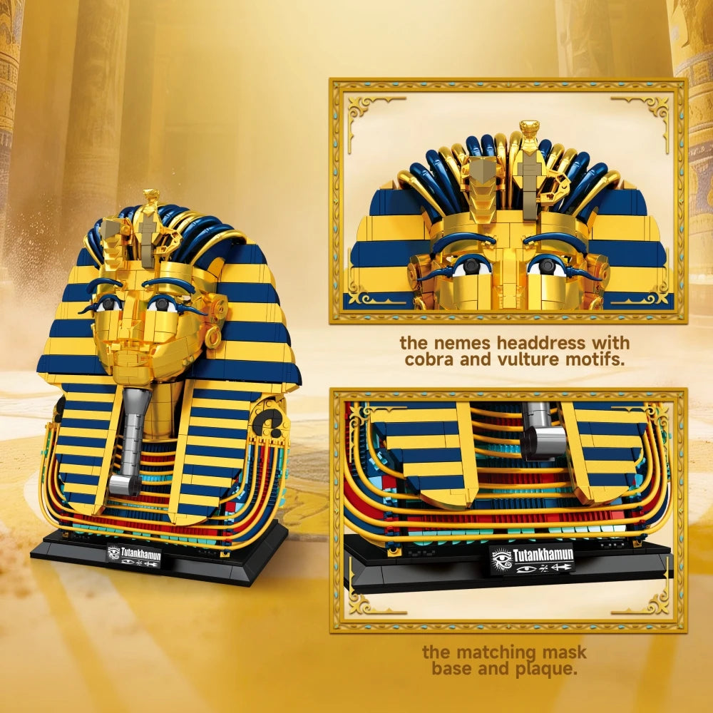 Building Blocks | Pharaoh Mask Model | Lego Compatible 1603 Pcs | Desktop Decor