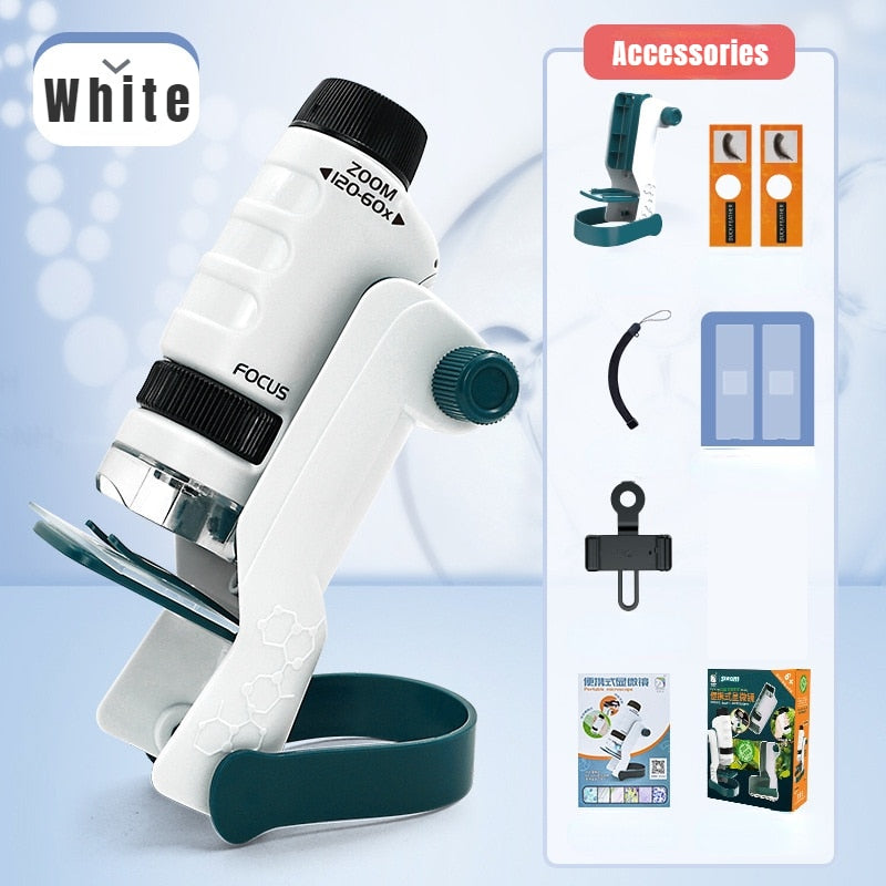 STEM Kids Portable Microscope Educational Science Kit with LED Light 60X-120X Magnification Toyland EU Toyland EU