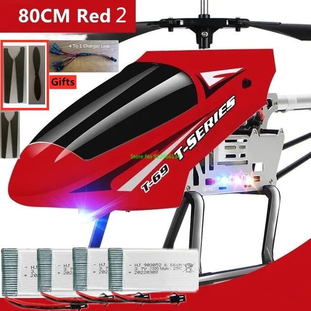 RC 150M Remote Control Large Alloy Electric Helicopter Drone Toy with LED Lights and Anti-Fall Design