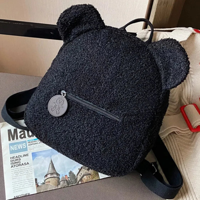 Adorable Little Woolen Eared Bear Plush Backpack for Kids - ToylandEU