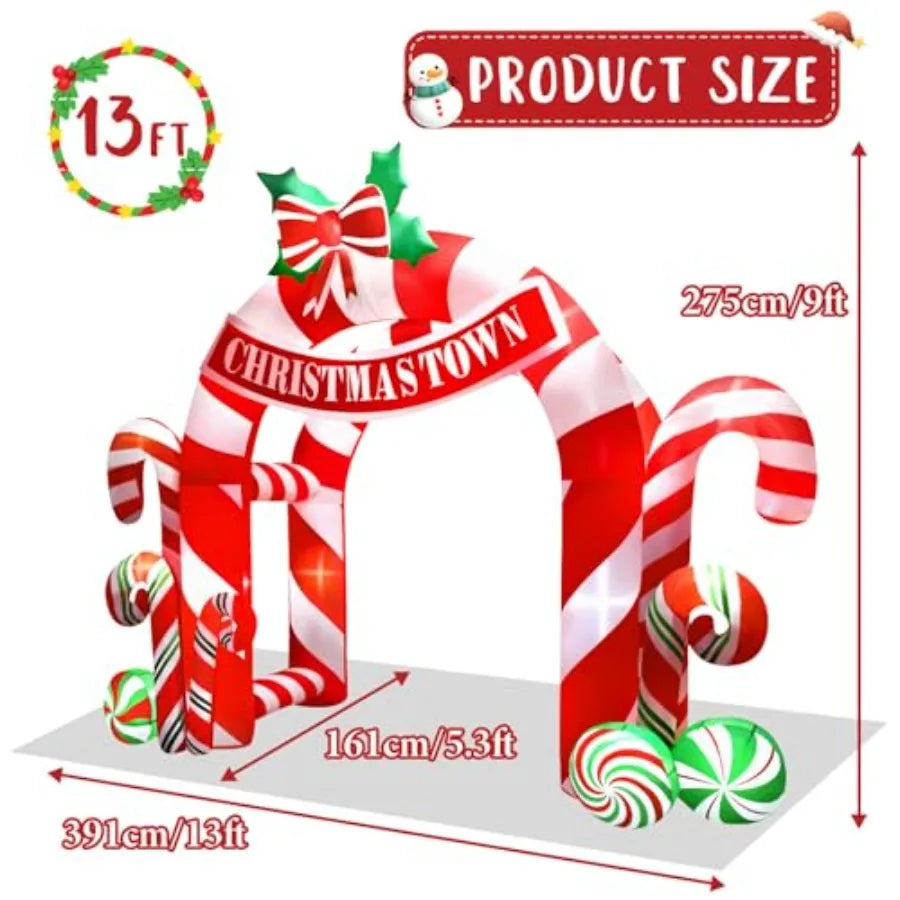 Christmas Inflatable Arch | 13 Ft Height | Heavy Duty Polyester | Outdoor Decor