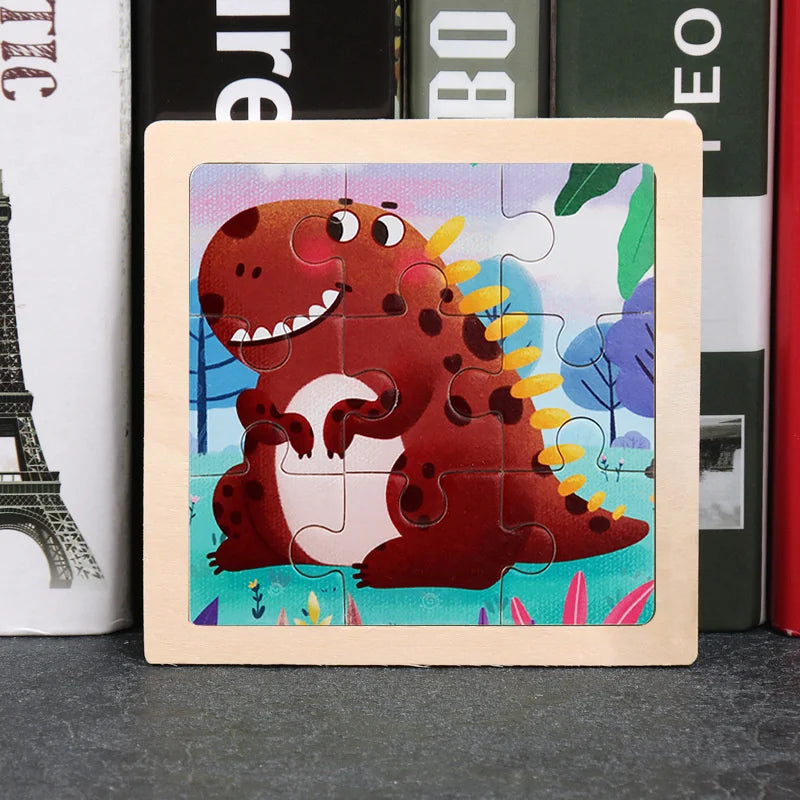 3D Wooden Puzzle | 11x11cm | Animal and Vehicle Cartoon Theme | Unisex