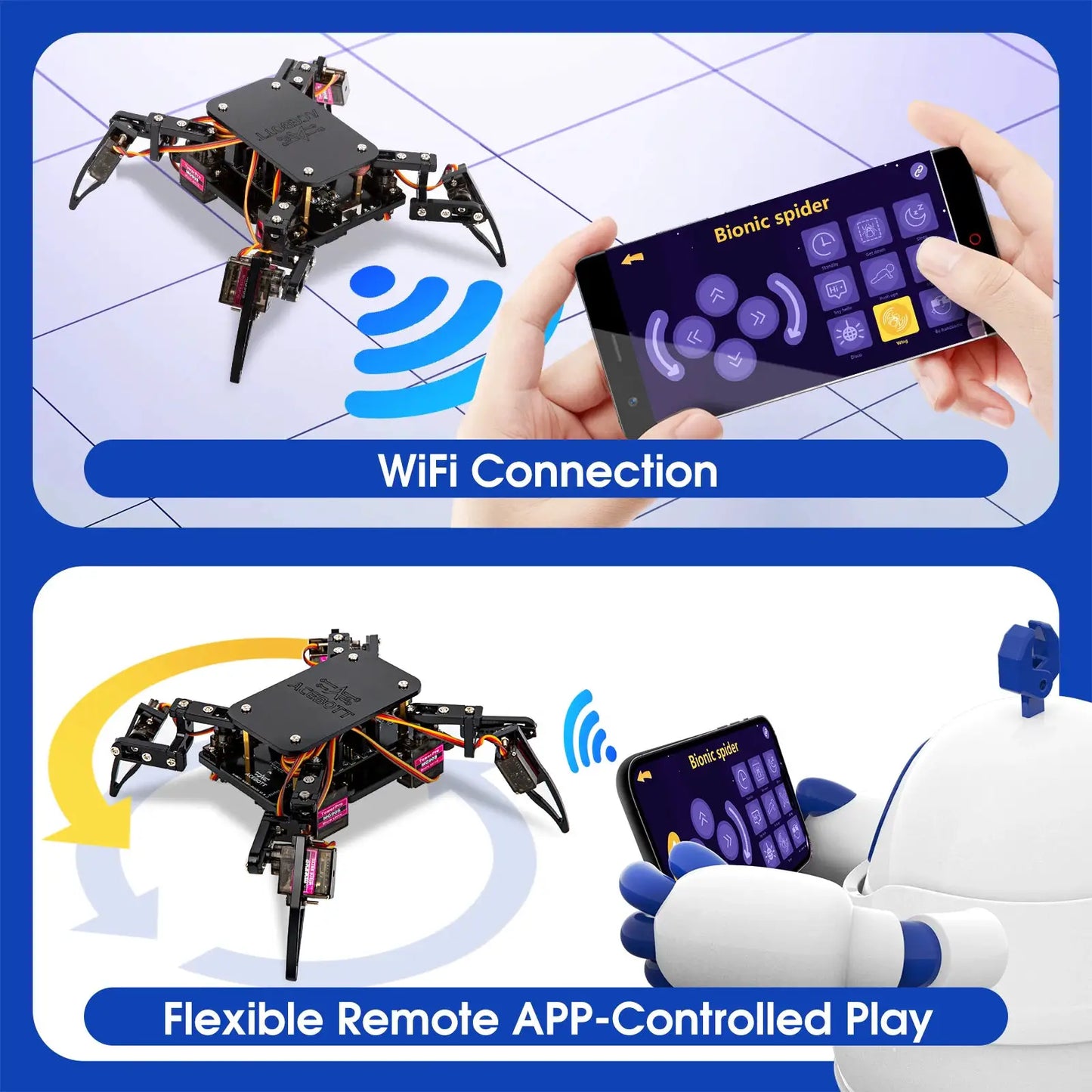 ACEBOTT ESP8266 Bionic Quadruped Spider Robot Kit App Remote Control Walking Crawling STEM Robotics Project for Arduino ESP32 - ToylandEU