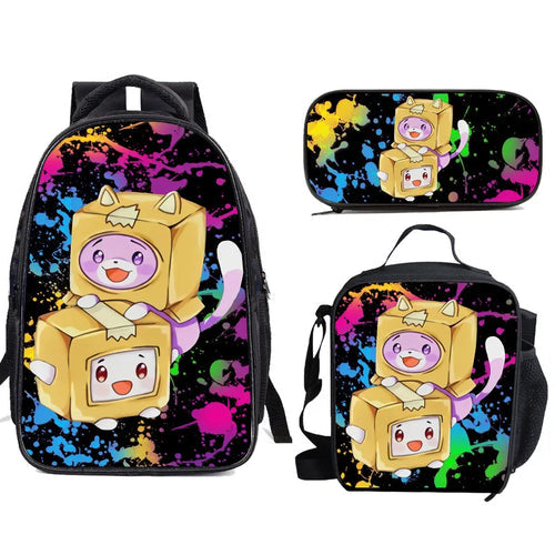 Three-piece Carton Villain Lankybox  Schoolbag Lunch Bag ToylandEU.com Toyland EU