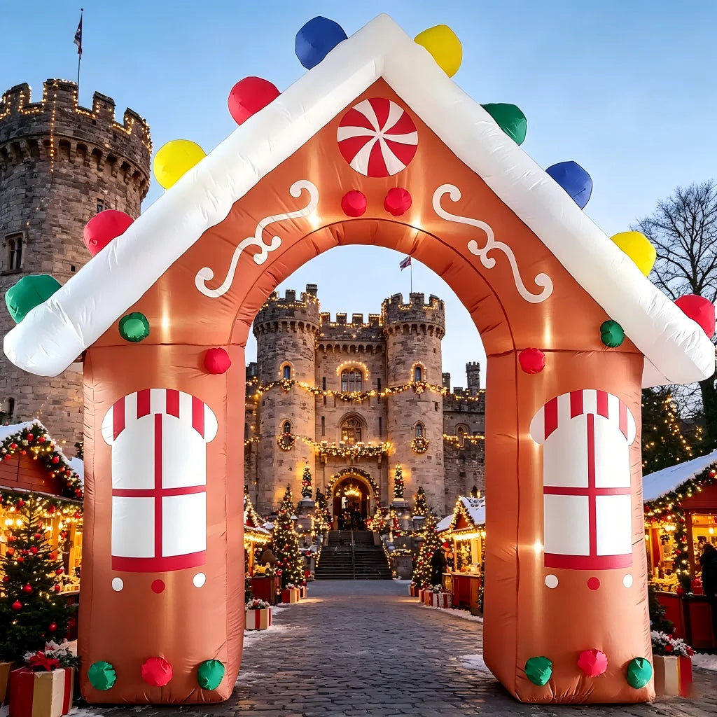 Inflatable Gingerbread Arch | 10 Ft | Led Lights | Outdoor Yard Decor