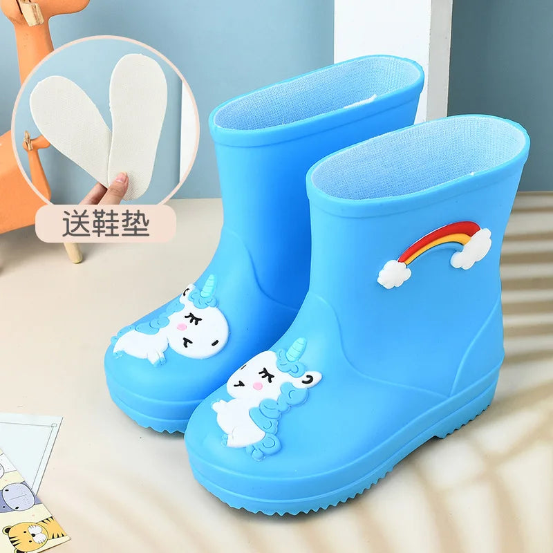 Kids Rain Boots | Waterproof Non Slip | Cartoon Print | Toddler Youth