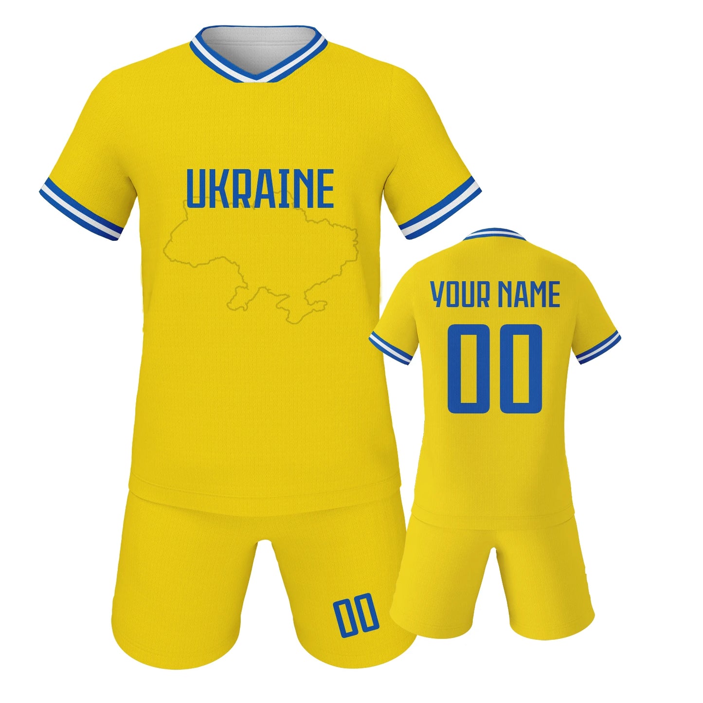 Personalized Ukraine Kids Soccer Jersey with Custom Name and Number for Youth Training - Ages 3-14