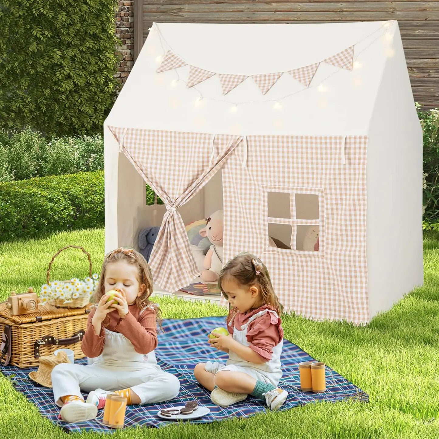 Indoor Outdoor Kids Play Tent With Padded Mat And Lights