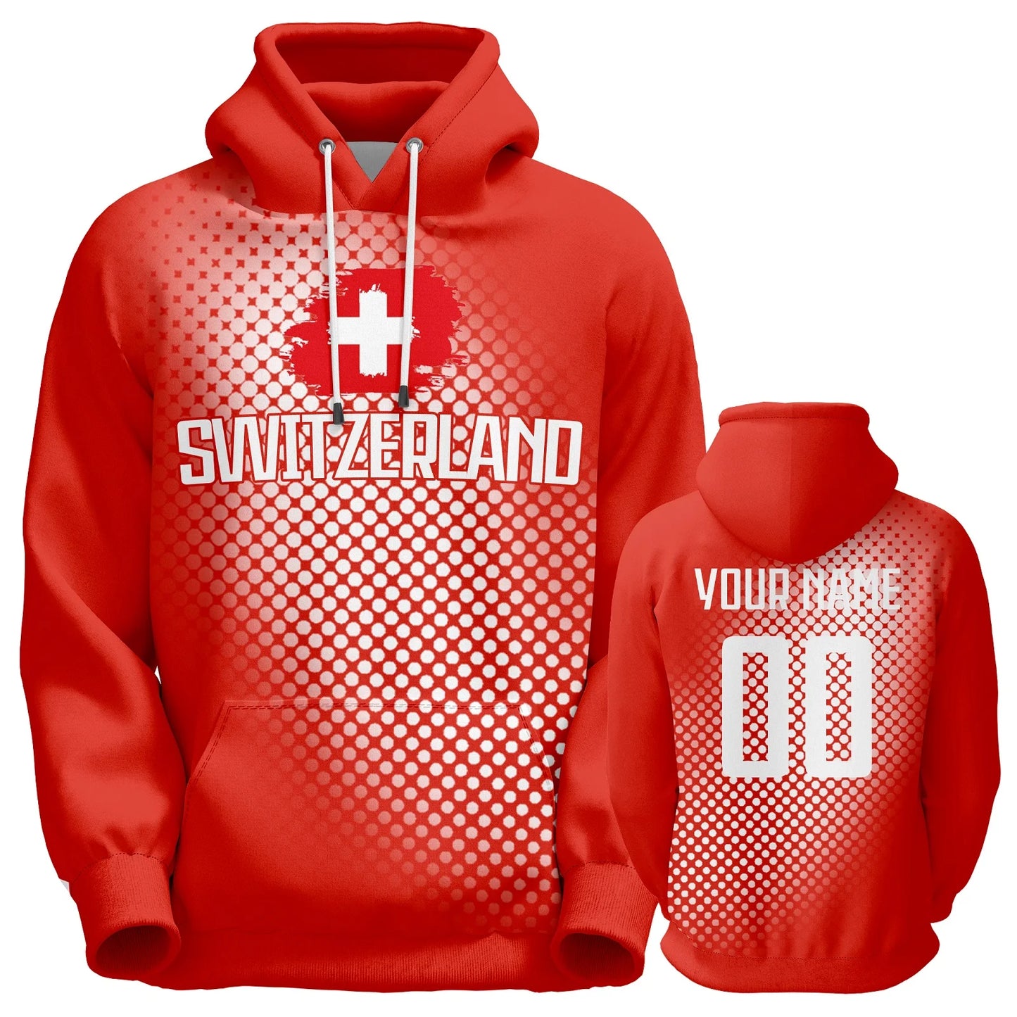 Personalized Switzerland Soccer Hoodie Pullover - Custom Football Sweatshirt for Men, Women, and Youth Fans (S-5XL)