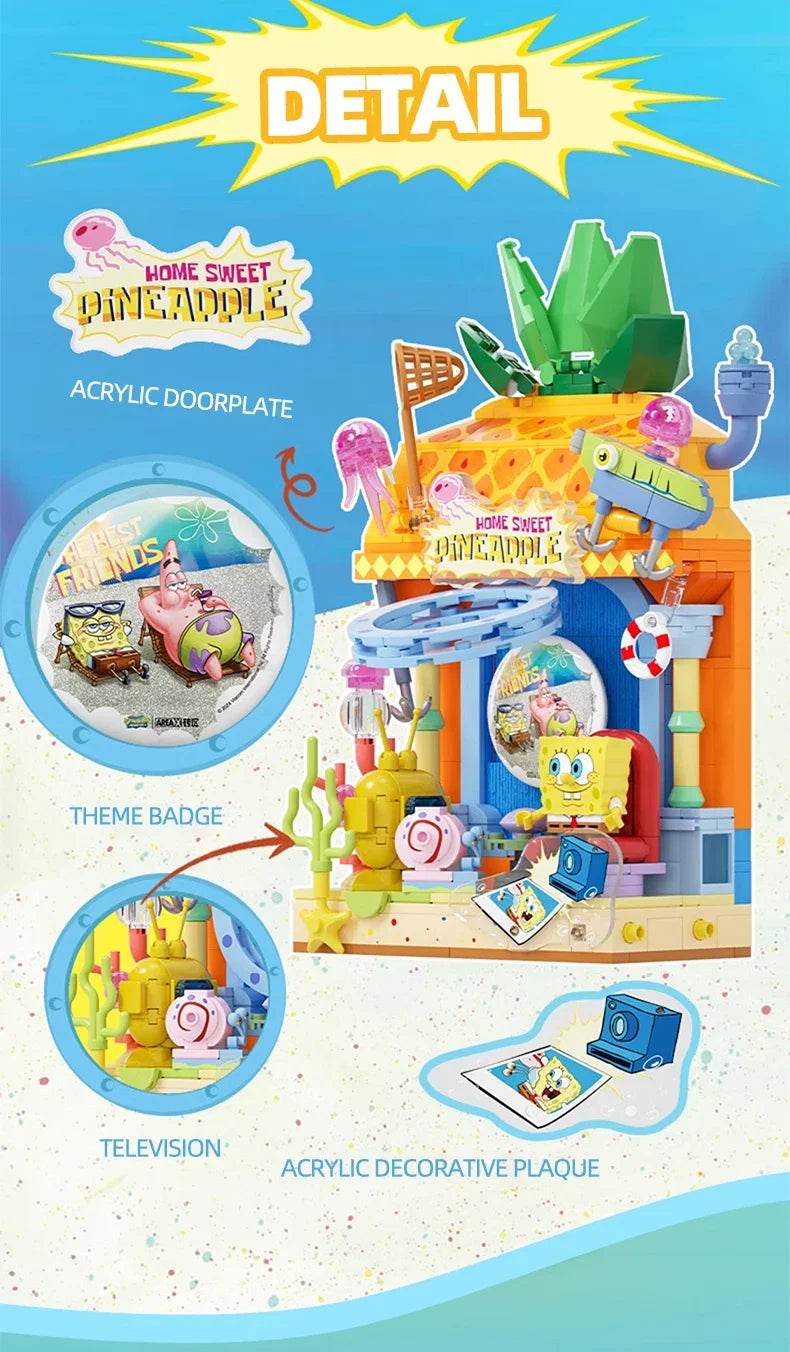 Spongebob Cartoon Krusty Krab Restaurant Building Blocks Toy - ToylandEU