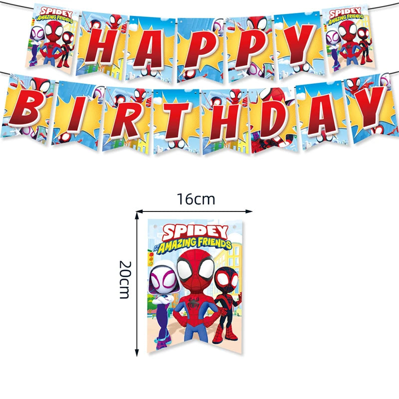 Party Decor Kit | Spidey Theme | Birthday | Plates Cups Tablecloth Banner