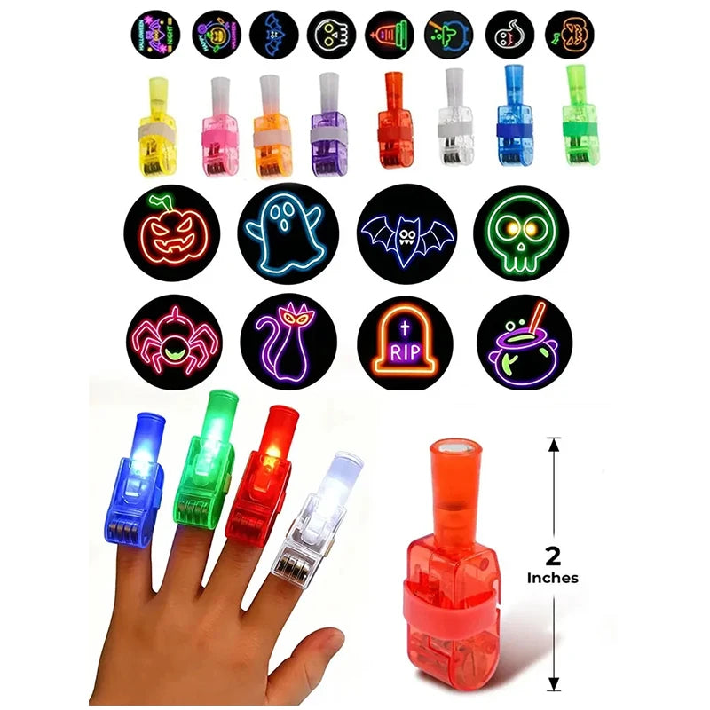 LED Finger Projector Lights | Glow In Dark | Plastic Body | 12-48 Pack