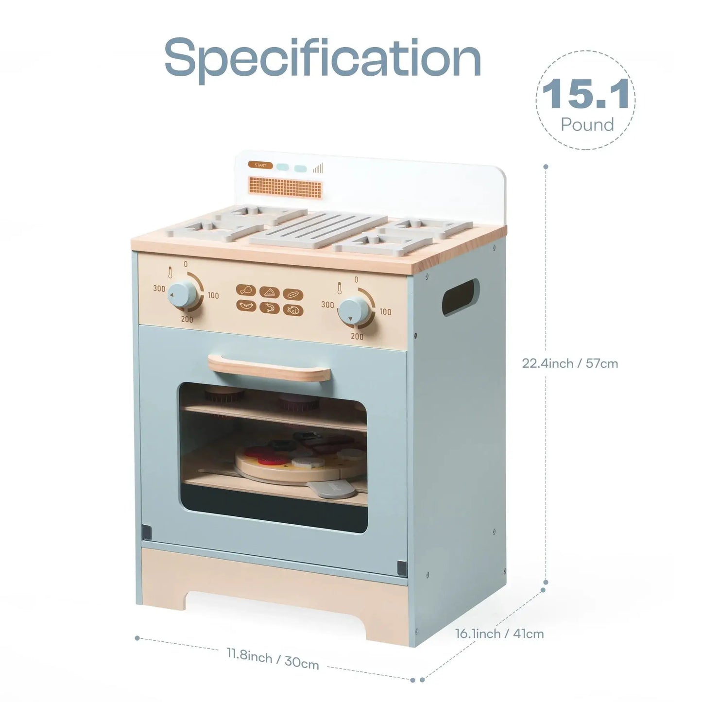 Robotime Robud Kitchen Washer Playset Play Kitchen Fridge Refrigerator Play Toy Oven Wooden Kitchen Playset for Kids Age 3+Blue - ToylandEU