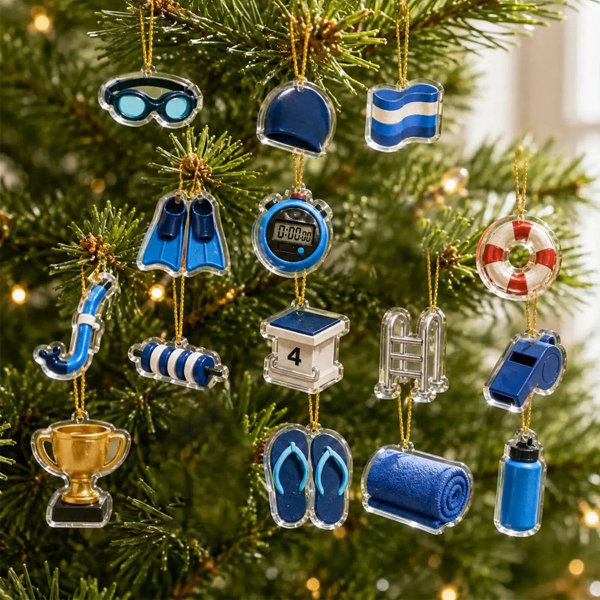 Advent Calendar | 24 Day Swimming Theme | 2D Acrylic Collectible Ornaments | Gift For Swimmers