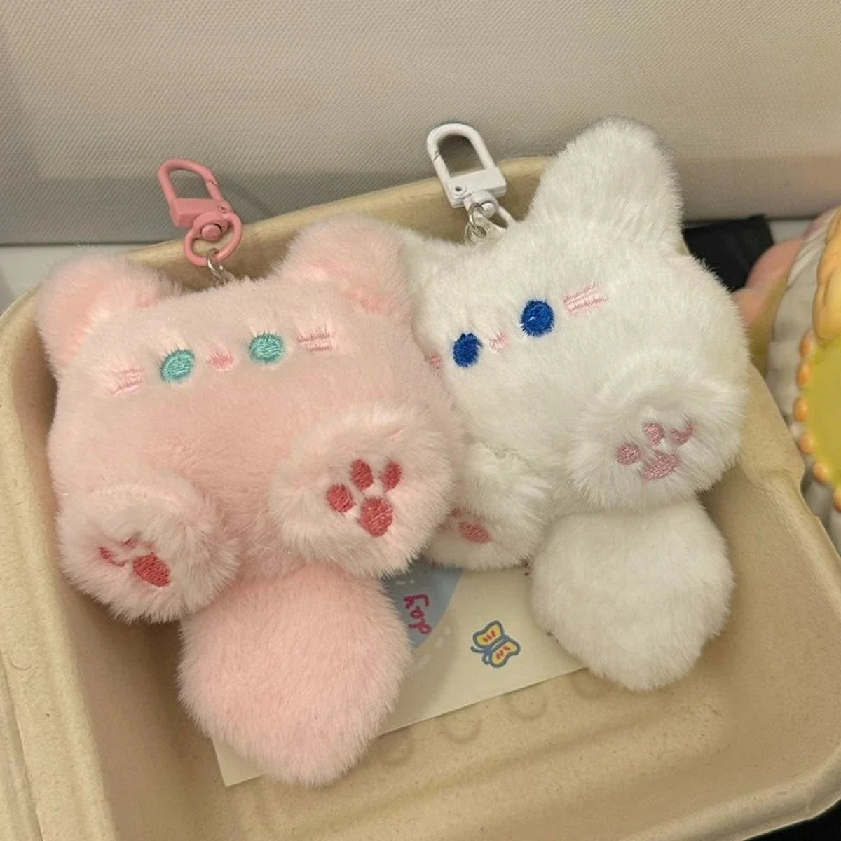 Adorable Cat Keychain Plush With Lobster Clasp For Bags