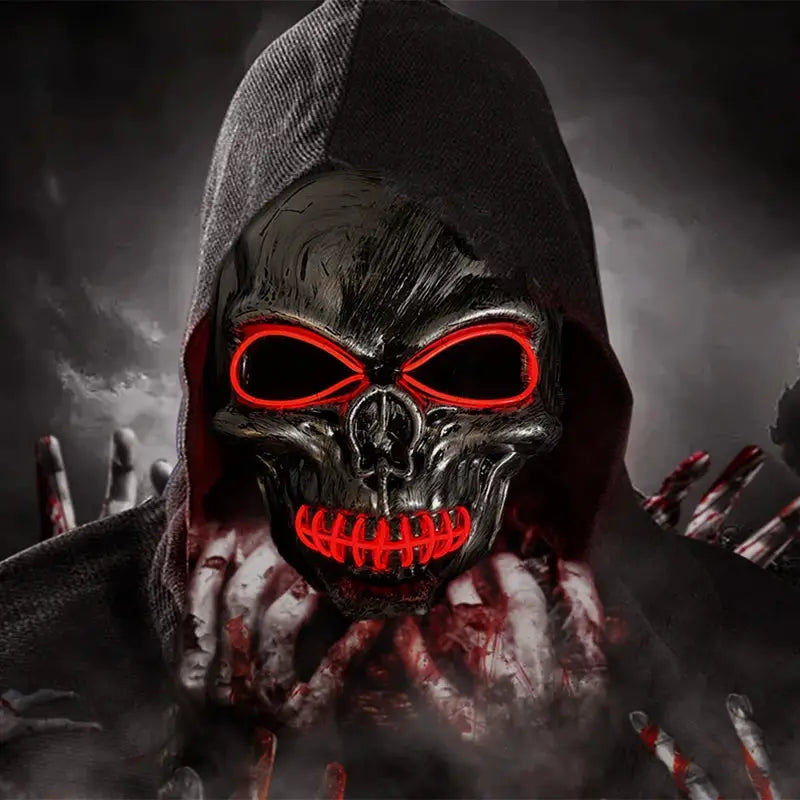 Evil Skull Mask Halloween Carnival Masquerade Haunted House Scary Decoration Cosplay Skeleton Scary Theme Party Light Up Mask - ToylandEU