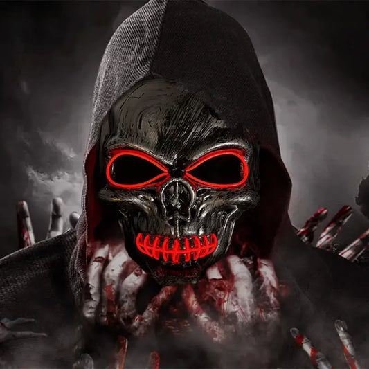 Evil Skull Mask Halloween Carnival Masquerade Haunted House Scary Decoration Cosplay Skeleton Scary Theme Party Light Up Mask - ToylandEU