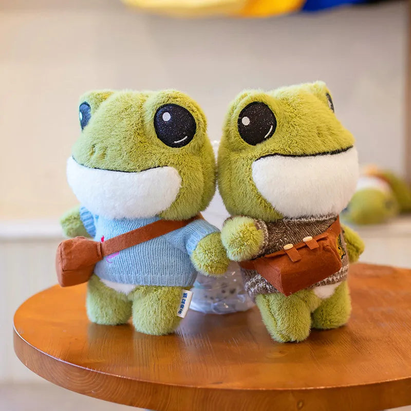 30cm Adorable Soft Frog Plush Toy with Big Eyes and Sweater