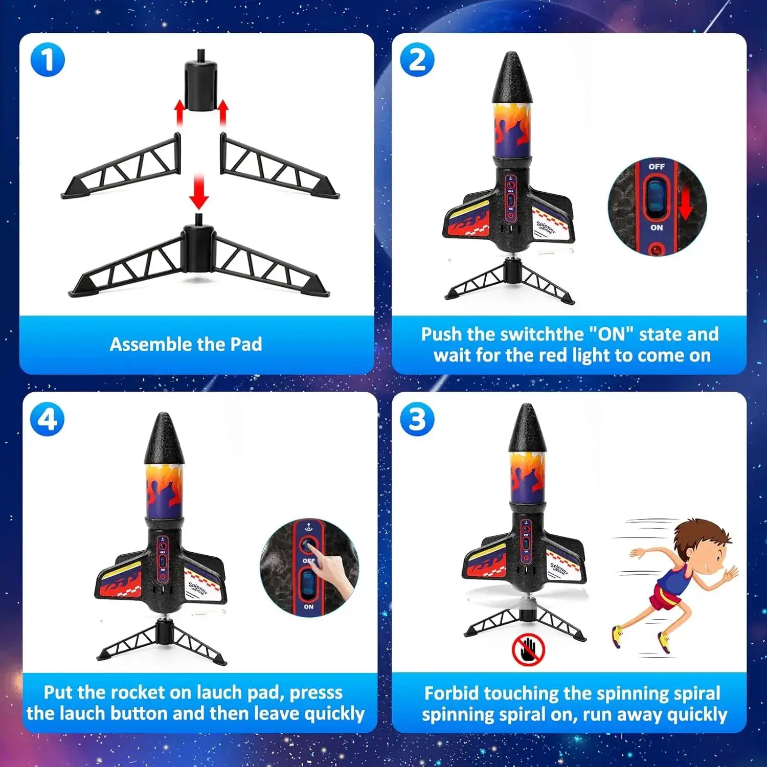 Kid Electric Rocket Launcher Toys Outdoor Model Rocket Kit Exploration Skyrocket With Parachute Game for Boy Girl - ToylandEU