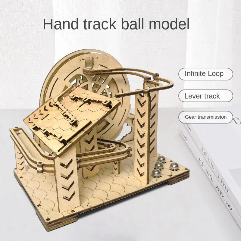 SIMKOOII's Wooden 3D Puzzle: Hand-Powered Marble Run Track