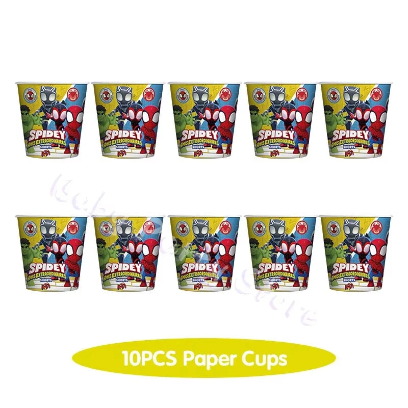 Spidey Tableware Kit | Plates And Cups | Latex Balloons | Birthday Backdrop