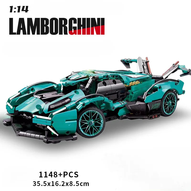 1148-Piece Eco-Friendly Lamborghini V12 Super Speed Racing Car Building Set - ToylandEU