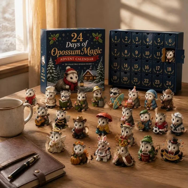 Advent Calendar | 24 Day Highland Cow Mini Figures | Numbered Compartments | Farmhouse Holiday Decor