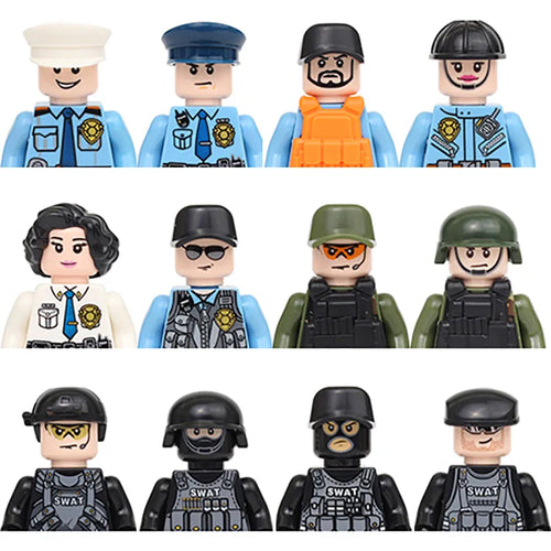 Military Army and Police Building Blocks Figures Set, including WW2 Soldier and SWAT Officer Toys ToylandEU.com Toyland EU