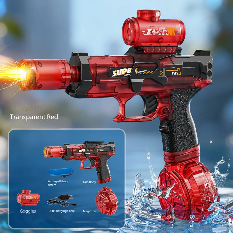Electric Water Gun With Flame Effect Lights High Speed Blaster