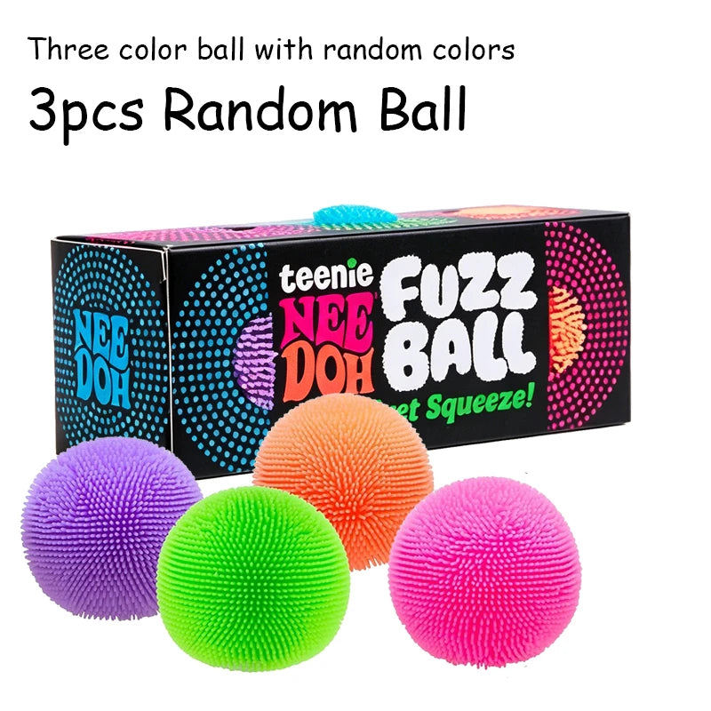 Mini Fuzz Fidget Balls | 3 Pack Multicolor | Anti Stress Sensory | For Teens
