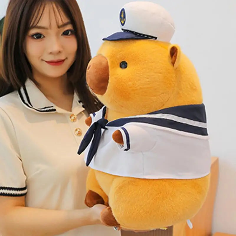 Navy Sailor Capybara Plush Toy - Cute Kawaii Stuffed Animal for All Ages