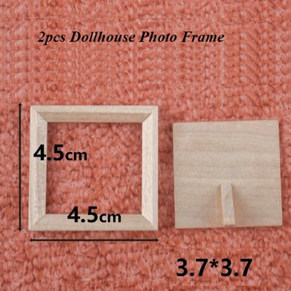 Miniature Wood Photo Frame | 1/12 Scale | Dollhouse Display | 2 Piece Set