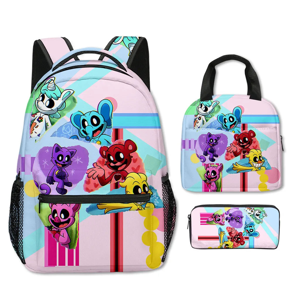 Backpacks | 3 Piece Set | Cartoon Critter Print | Unisex Student School Bags