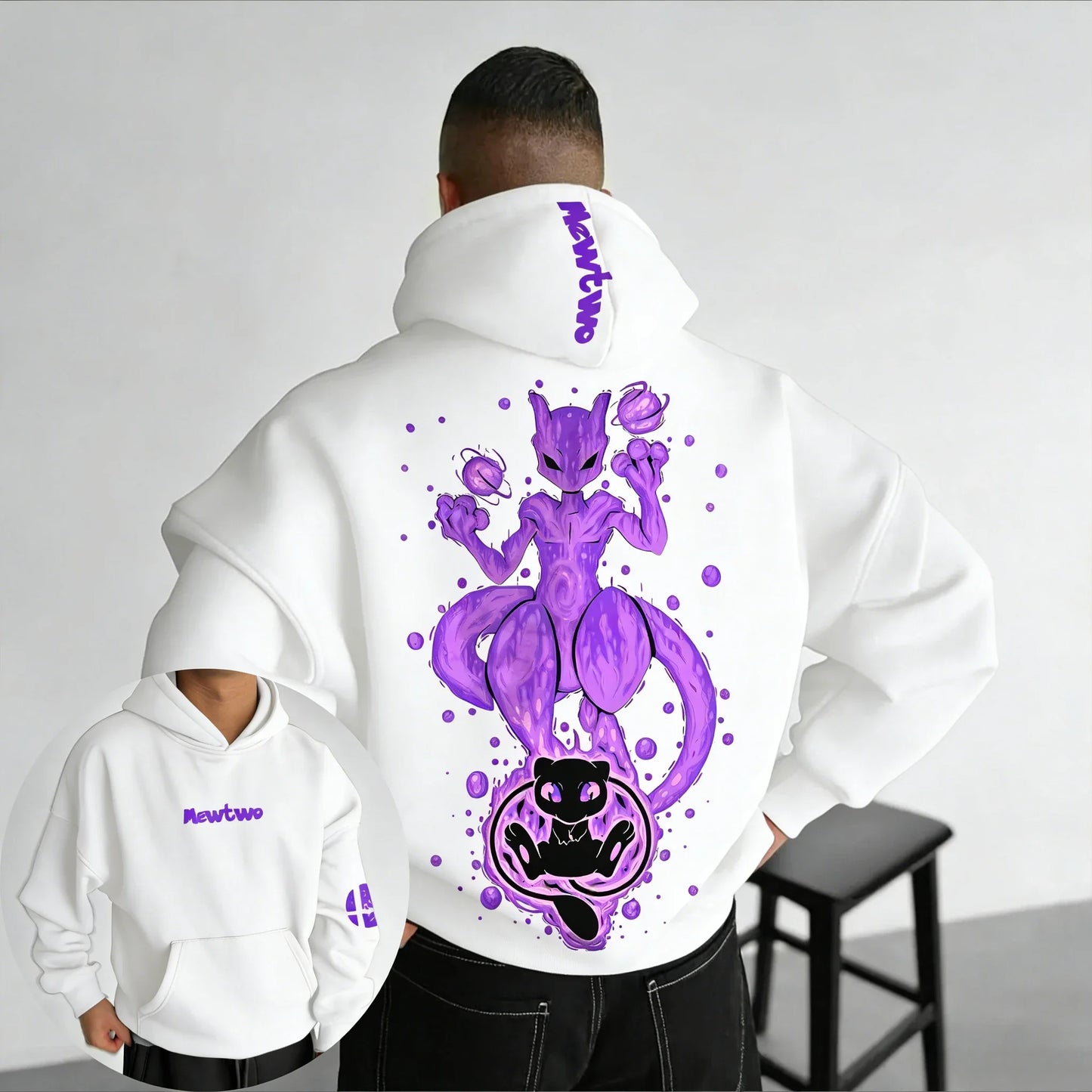 Hoodie | Pokémon Mewtwo Graphic | Cotton Blend | Unisex Harajuku Style