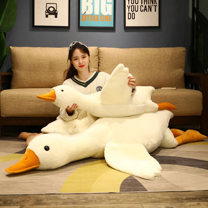 Giant Fluffy Duck Plush Toy Sleeping Pillow - 50-130cm Cute Animal - ToylandEU