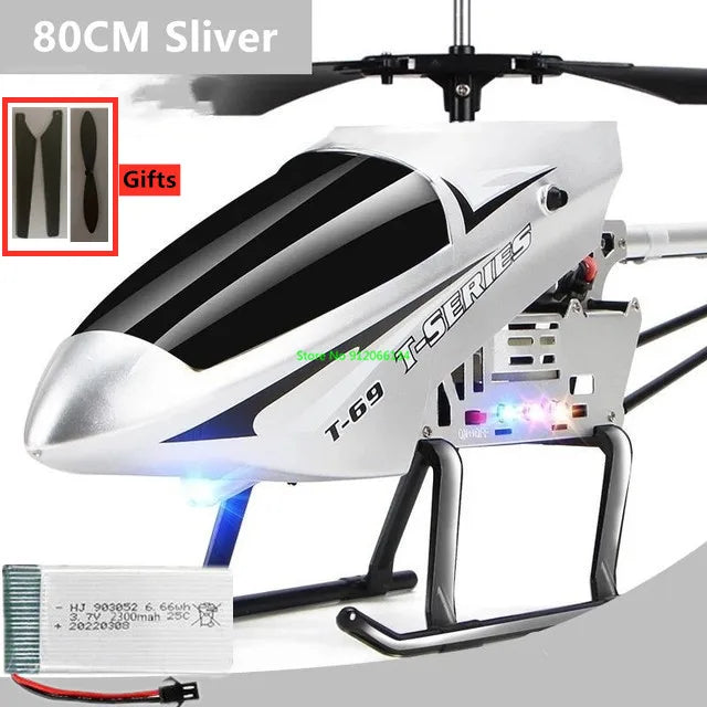 RC 150M Remote Control Large Alloy Electric Helicopter Drone Toy with LED Lights and Anti-Fall Design