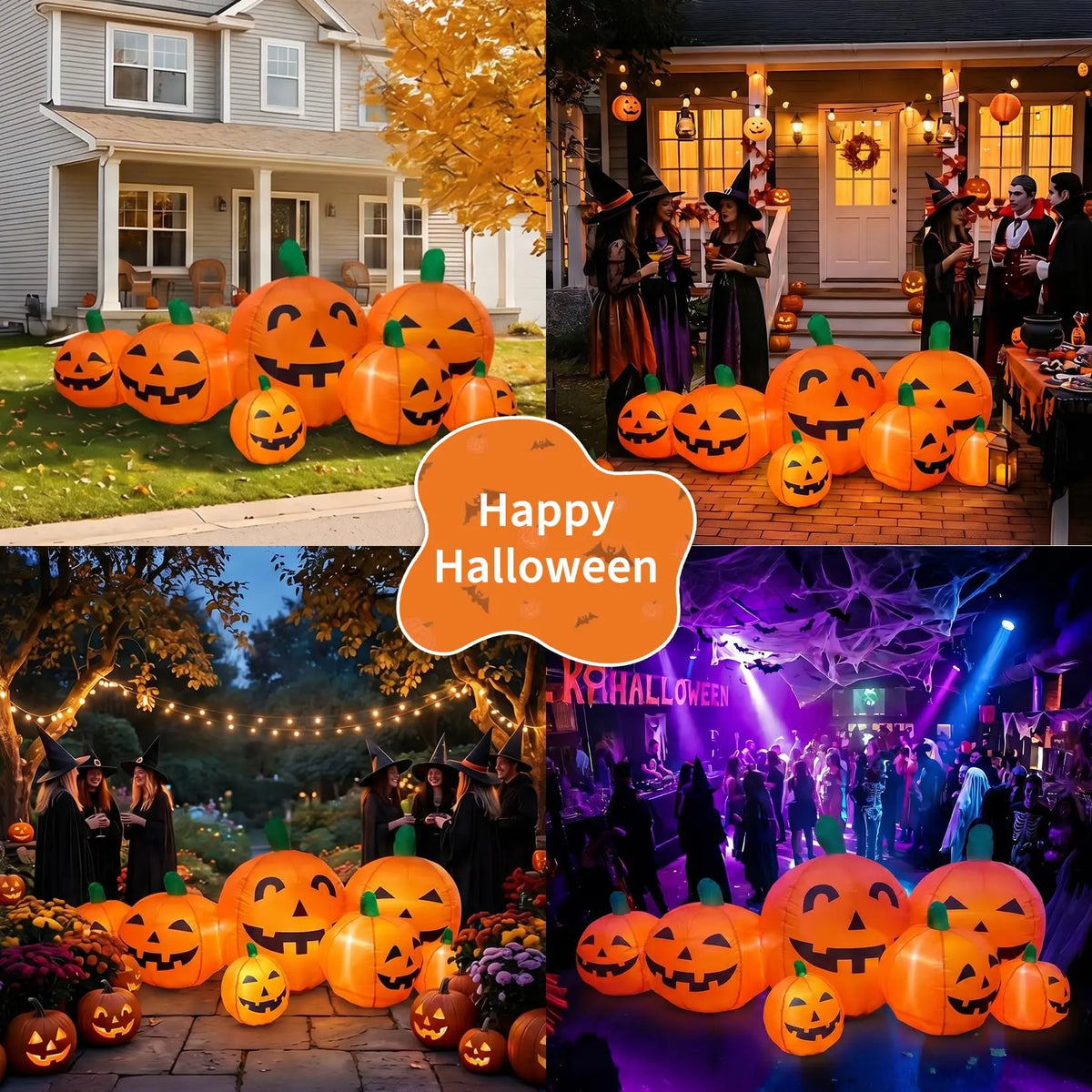 Halloween Inflatable Pumpkin Patch | 7.5 Ft Led Lights | Outdoor Yard Decor