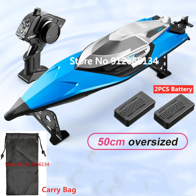 RC High-Speed 70KM/H RC Racing Boat - Double-Layer Waterproof Remote Control Yacht with Capsize Reset & Water Cooling System, 50CM Oversized Design