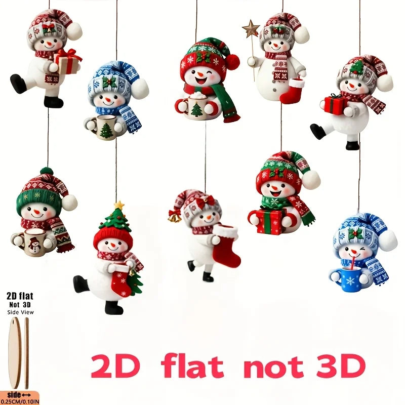 Hanging Snowman Ornaments | 15 Piece Set | Assorted Designs | Festive Decor