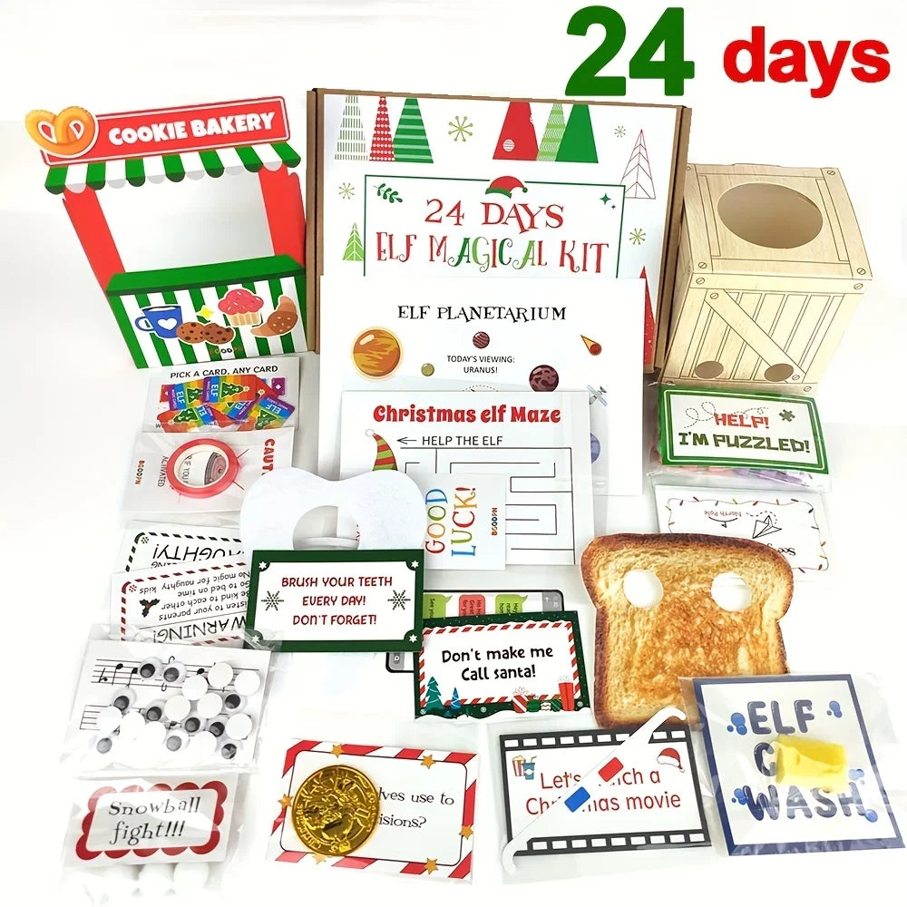 Advent Calendar | 24 Day Elf Kit | 24 Props And 12 Activities | Elf House Food Crafts And Games