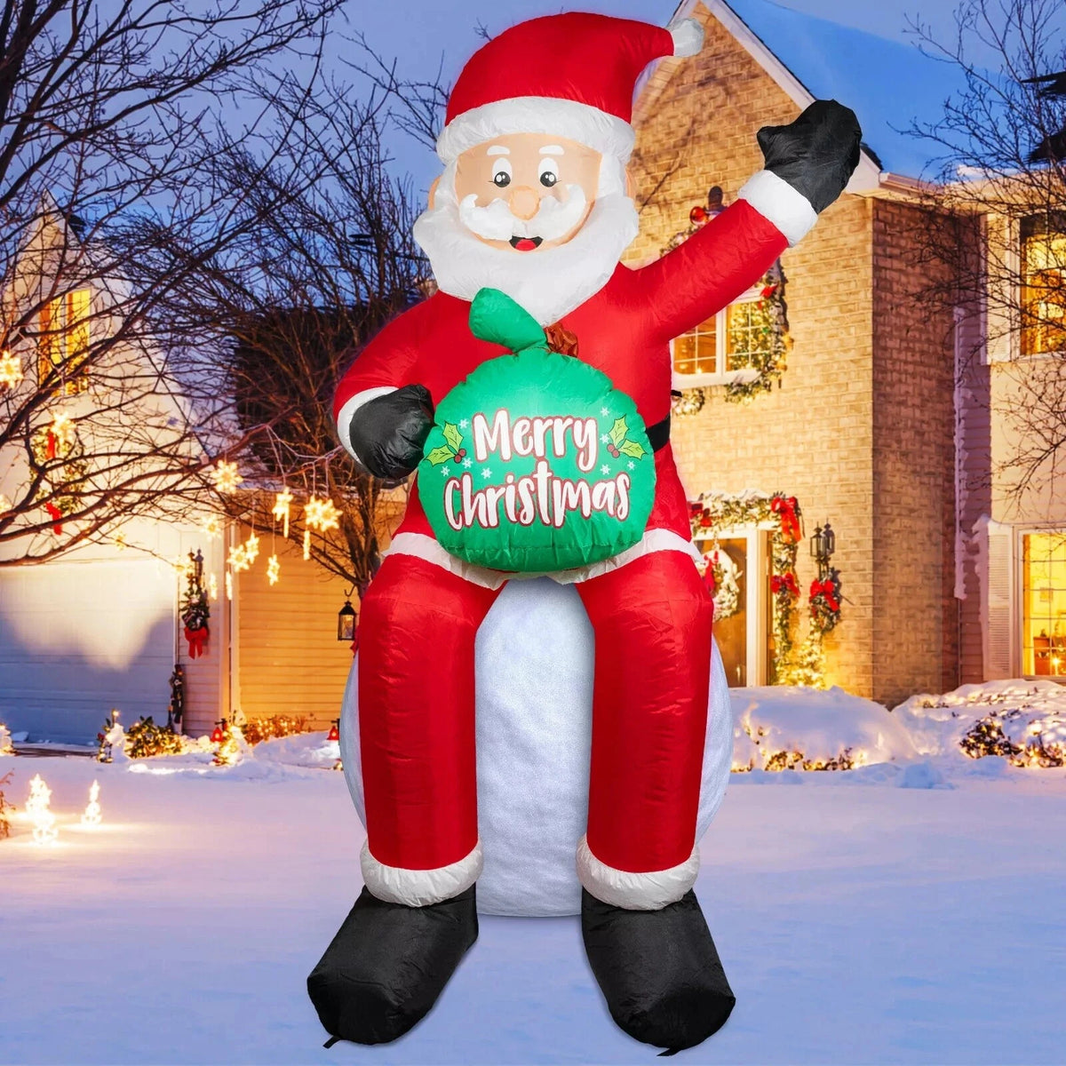 Inflatable Christmas Santa | 5.6 Ft Tall | Built In LED Lights | Xmas Yard Decor