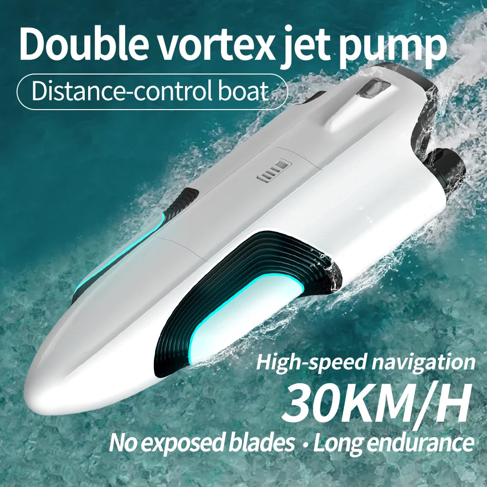 RC High-Speed S2 Remote Control Ship with Double Vortex Spray - Fast Overturning Reset Water Toy for Kids