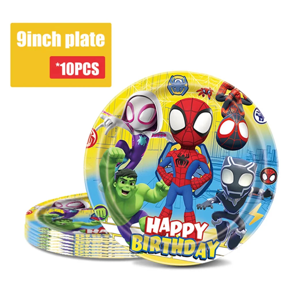 Party Decor Kit | Spidey Theme | Birthday | Plates Cups Tablecloth Banner