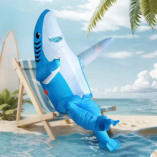 2 Sizes, Cute Unique Standing Shark Design Inflatable Suit, Halloween Christmas Play Inflatable Costume Props - ToylandEU