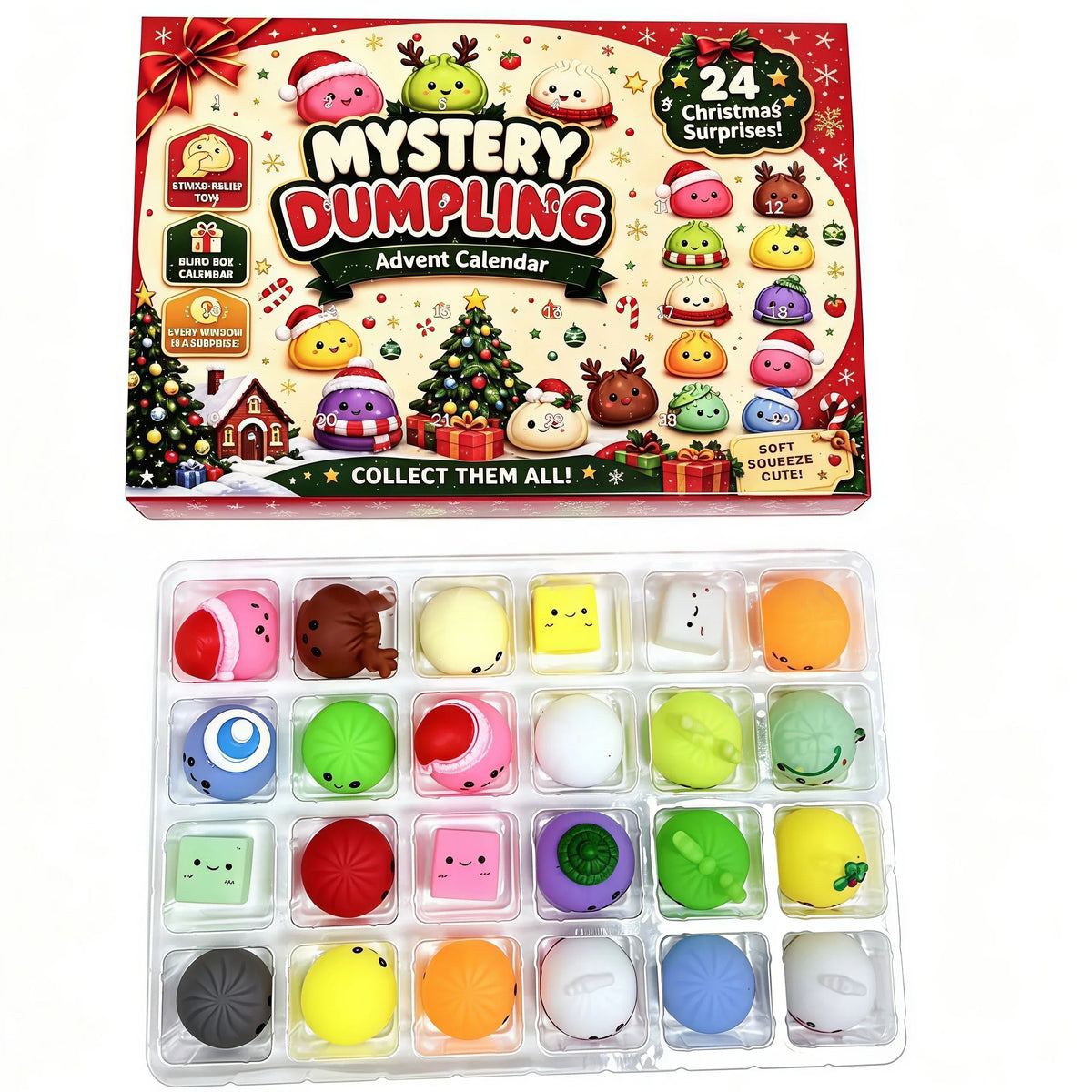 Advent Calendar | 24 Unique Squishy Fidget Toys | Slow Rebound Mystery Surprise Box | New Year Gift