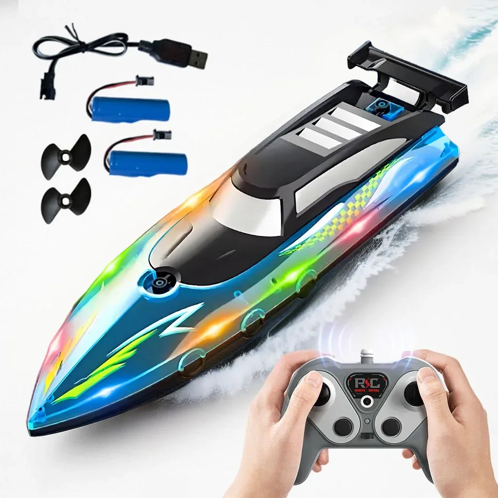 RC Boat With LED Light Proportional Remote Control - ToylandEU