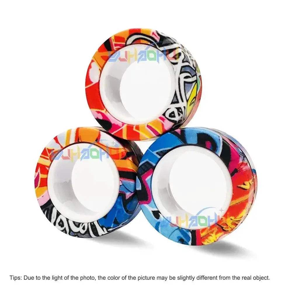 3PCS Fingertip Magnetic Rings Colorful Relief Fidget Toys Set for Adult Magnet Spinner - ToylandEU