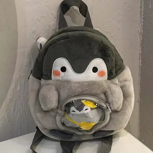 Adorable Grey Penguin Plush Backpack for Kids - ToylandEU